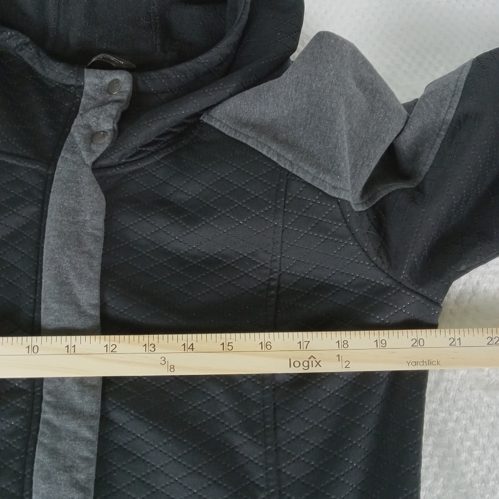 The North Face Recover Up Fleece Hooded Jacket Womens Large Black Gray Quilted - Picture 9 of 11